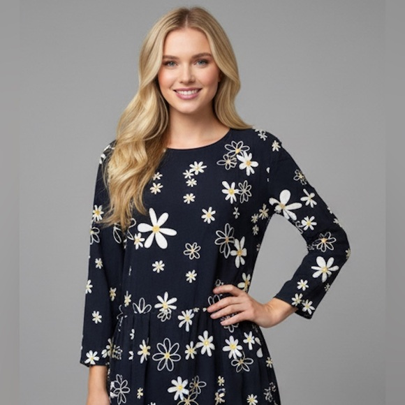 Navy Maxi Floral Dress - Picture 2 of 6